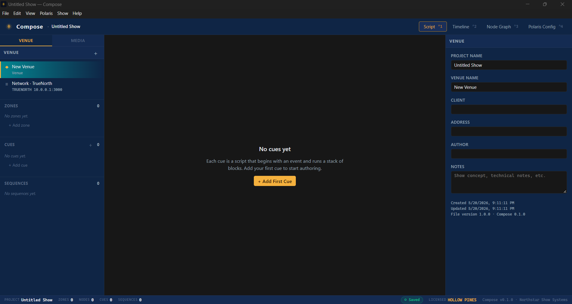 Compose Show Designer — main script authoring view