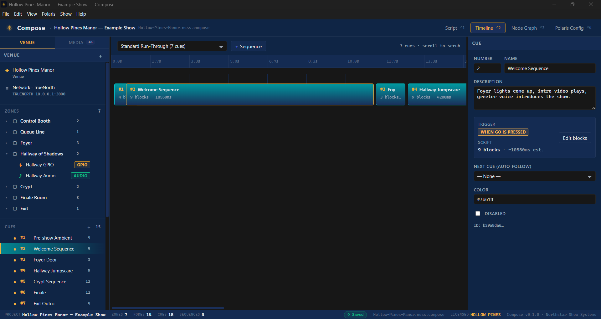 Compose Show Designer — timeline view